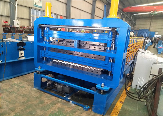 Double Layer Galvanized Steel Roof Panel Roll Forming Machine For 0.3-0.7mm Thickness